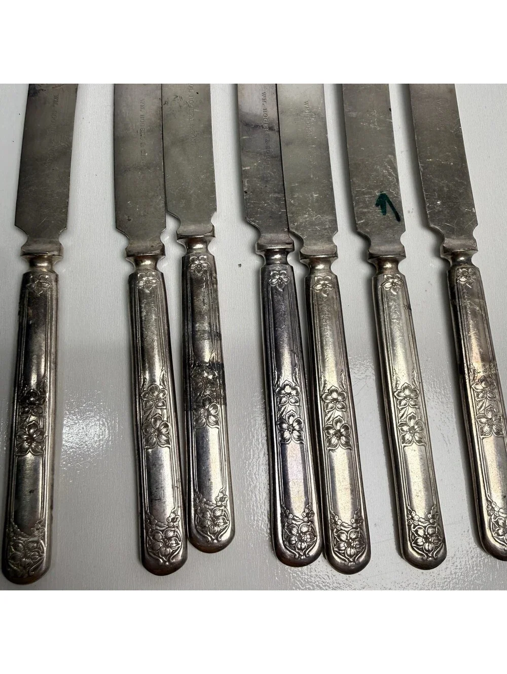 Antique Silver Plate Butter Knives William Rogers & Son Floral Lot 7 Vintage